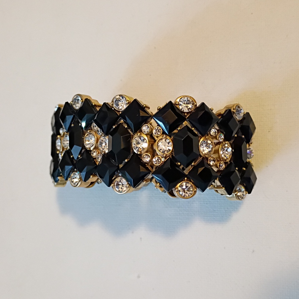 J. Crew Black and Crystal Elastic Bracelet